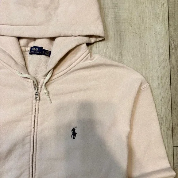 Baby Light pink Ralph Lauren Polo zip up hoodie WOMEN SIZE XL - Picture 2 of 5